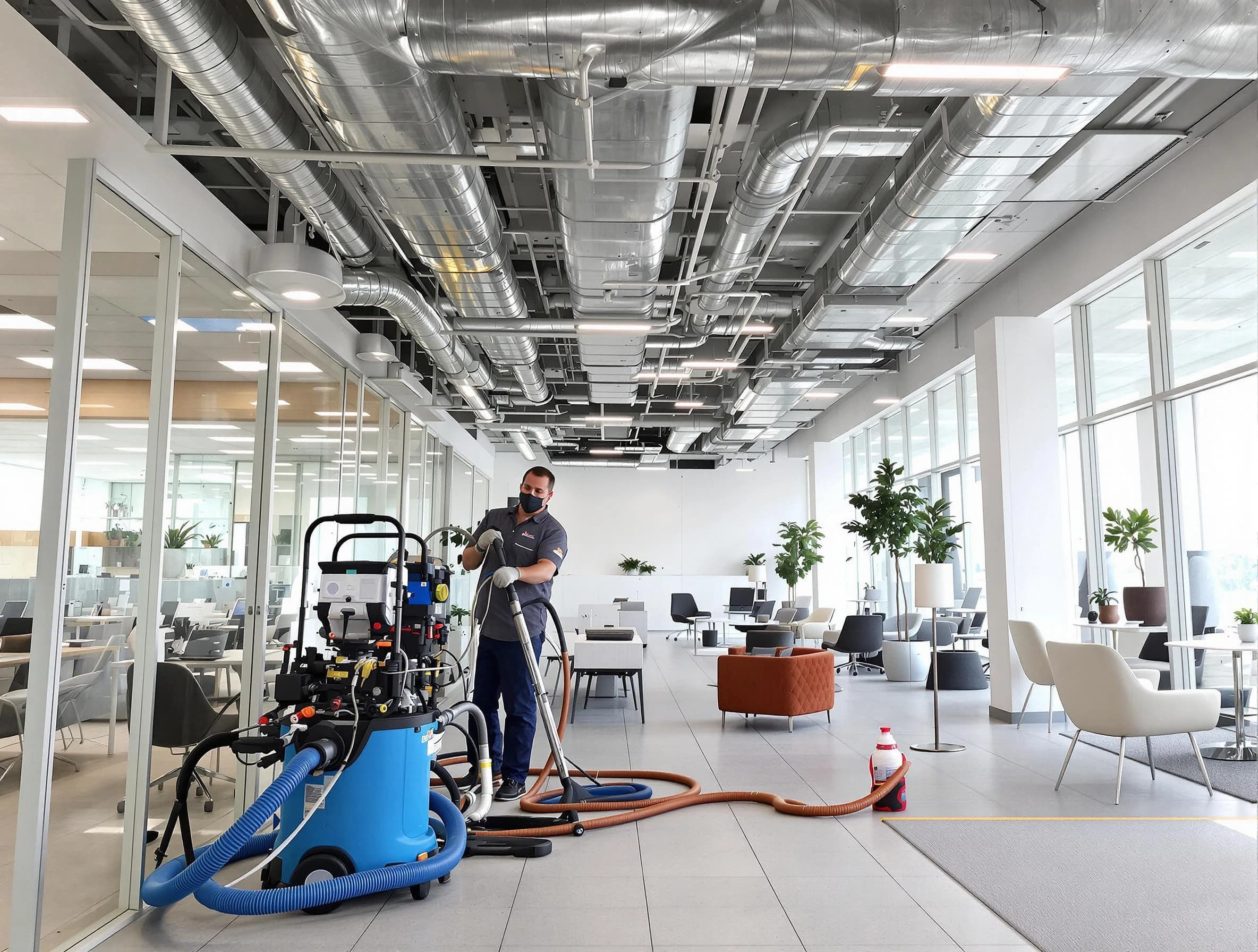 Mesa Air Duct Cleaning team conducting comprehensive commercial duct cleaning at a business location in Mesa