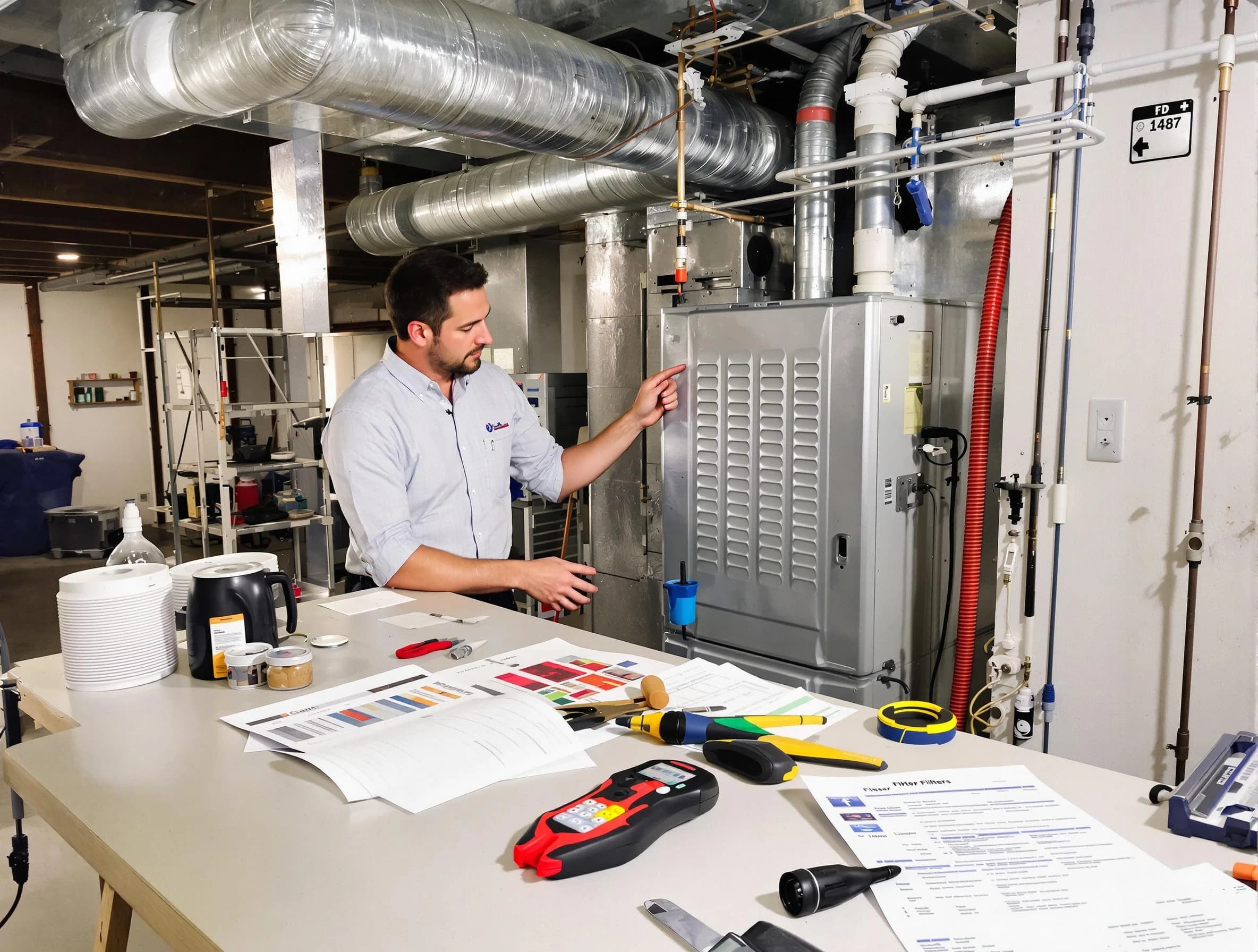 Mesa Air Duct Cleaning inspector conducting detailed filter system evaluation using professional diagnostic tools in Mesa
