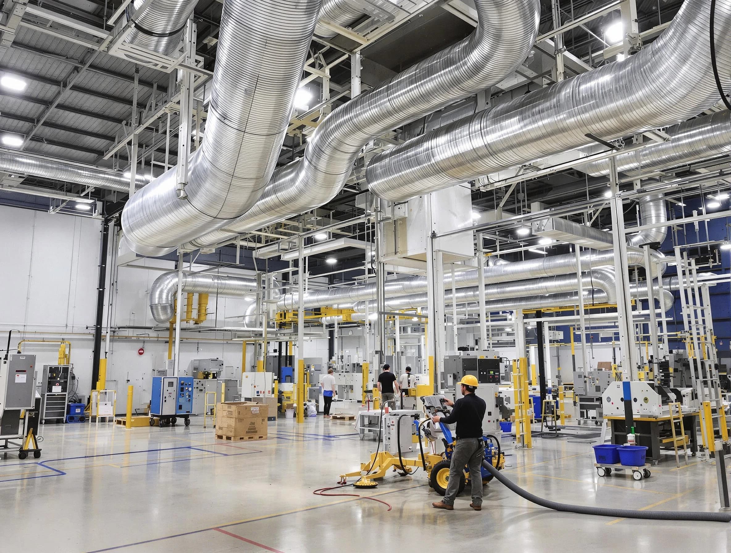 Mesa Air Duct Cleaning team performing comprehensive industrial duct cleaning at a large facility in Mesa