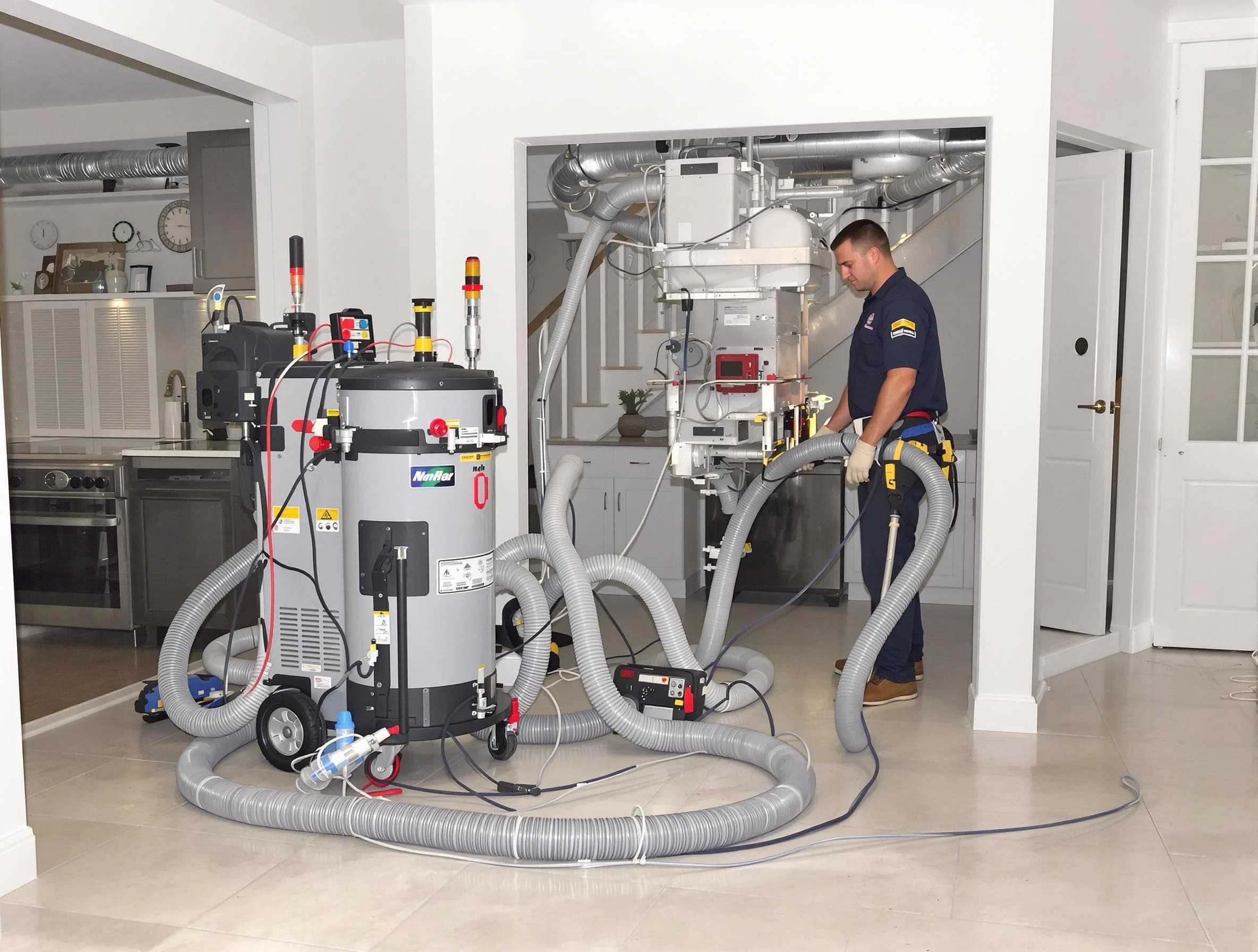 Mesa Air Duct Cleaning technician operating negative pressure cleaning equipment for thorough duct maintenance in Mesa