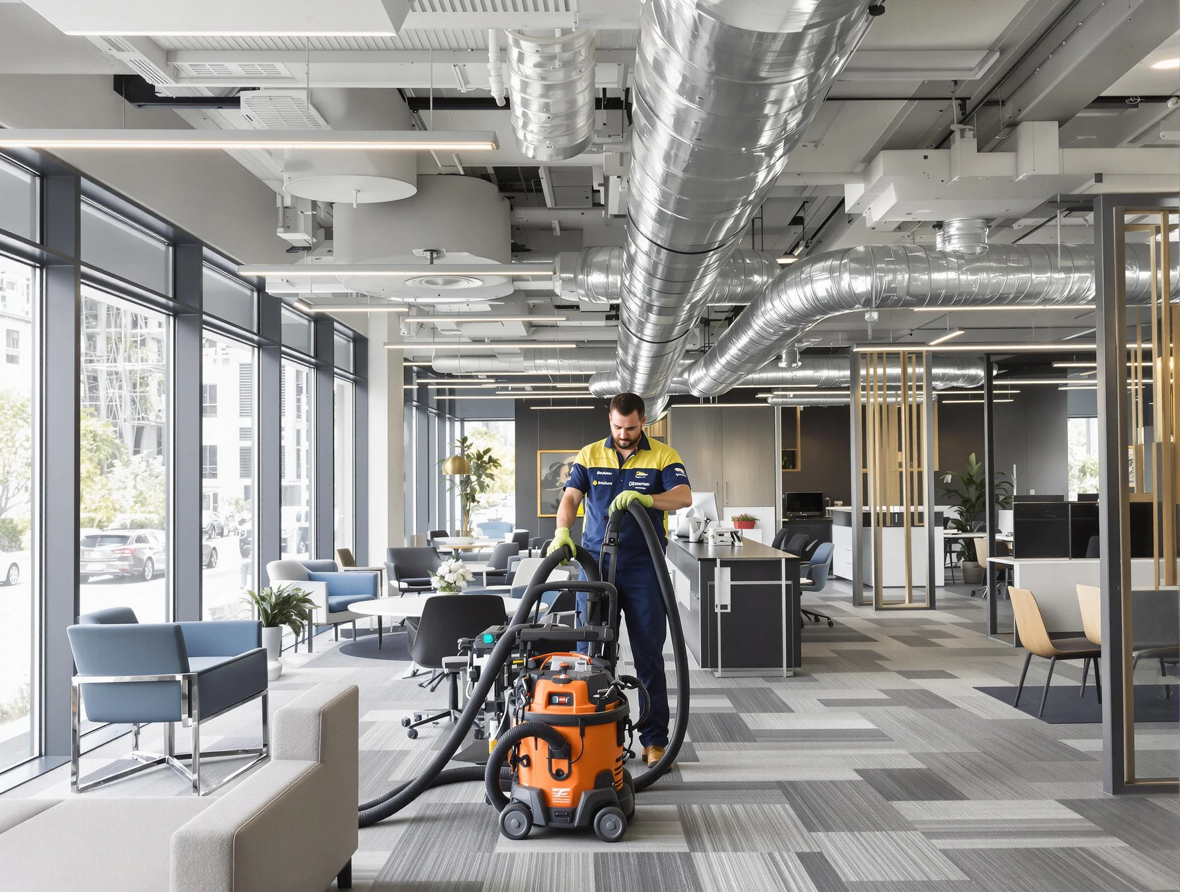 Mesa Air Duct Cleaning team performing thorough commercial duct cleaning at a Mesa business center